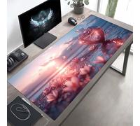 Gaming Tapis de Souris Fleur Rose, Grand Tapis de Souris XXL 1400x600x3mm, Mouse Pad pour Clavier et Bureau, avec Bords Surpiqués et Dos Antidérapant, for Gamer Gaming Accessoire PjY2049 D-9