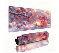 Gaming Tapis de Souris Hiver Grand Tapis de Souris 800x400x3mm Mouse Pad Fleur Surface Lisse avec Une Base Caoutchouc Antidérapante sous Main Bureau Accessoire Gaming pour Gamer Maison Bureau W1-777
