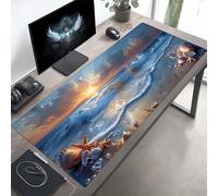 Gaming Tapis de Souris Jaune Coucher De Soleil, Grand Tapis de Souris XXL 80 x 30 cm, Mouse Pad pour Clavier et Bureau, avec Bords Surpiqués et Dos Antidérapant, for Gaming Accessoire PjY2033 2-1