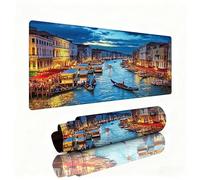 Gaming Tapis de Souris Lac Grand Tapis de Souris 600x300x3mm Mouse Pad Petite Ville Surface Lisse Une Base Caoutchouc Antidérapante sous Main Bureau Accessoire Gaming pour Gamer Maison Bureau W1-655