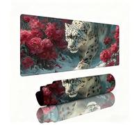 Gaming Tapis de Souris Léopard Grand Tapis de Souris 800x300x3mm Mouse Pad Hiver Surface Lisse avec une Base Caoutchouc Antidérapante Sous Main Bureau Accessoire Gaming pour Gamer Maison Bureau W1-344