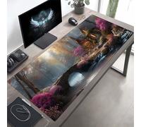 Gaming Tapis de Souris Maison Violet, Grand Tapis de Souris XXL 140 x 60 cm, Mouse Pad pour Clavier et Bureau, avec Bords Surpiqués et Dos Antidérapant, for Gamer Gaming Accessoire PjY8499 T-D
