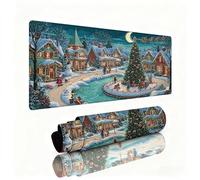 Gaming Tapis de Souris Noël Grand Tapis de Souris 600x400x3mm Mouse Pad Petite Ville Surface Lisse Une Base Caoutchouc Antidérapante sous Main Bureau Accessoire Gaming pour Gamer Maison Bureau W1-339