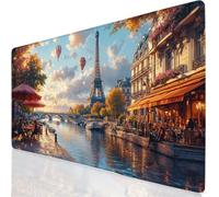 Gaming Tapis de Souris Paris Tapis de Souris XXL 520x250x3mm, Tour Mouse Pad pour Clavier et Bureau, avec Bords Surpiqués et Dos Antidérapant sous Main Bureau, pour Gaming Accessoire, Cadeau YG-224