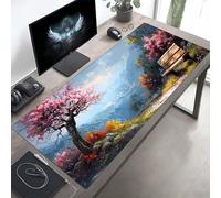 Gaming Tapis de Souris Rose Fleur, Grand Tapis de Souris XXL 90 x 40 cm, Mouse Pad pour Clavier et Bureau, avec Bords Surpiqués et Dos Antidérapant, for Gamer Gaming Accessoire PjY775 S-5