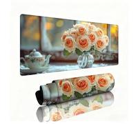 Gaming Tapis de Souris Simple Grand Tapis de Souris 900x400x3mm Mouse Pad Fleurs Surface Lisse avec une Base Caoutchouc Antidérapante Sous Main Bureau Accessoire Gaming pour Gamer Maison Bureau W1-567