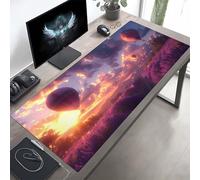 Gaming Tapis de Souris Violet Ciel, Grand Tapis de Souris XXL 1400x600x3mm, Mouse Pad pour Clavier et Bureau, avec Bords Surpiqués et Dos Antidérapant, for Gamer Gaming Accessoire PjY5129 D-7