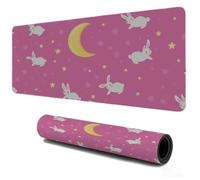 Gaming Tapis de Souris XXL 900x400, Mousepad Lune Lapin, Portable Mouse Pad à Bords Cousus, Antidérapant Tapis Caoutchouc, Tapis Déco Bureau pour PC, Ordinateur, Travail, Idée Cadeau pour Famille S483