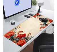 Gaming Tapis de Souris XXL Dragon Fleur Rouge Grand Tapis de Souris 1000x500x2 mm avec Base en Caoutchouc Antidérapante et Bords Cousus Tapis de Jeu étendu de Bureau pour Gamer, Ordinateur, PC