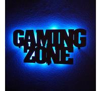 GAMING ZONE Lumière décorative en bois | Lampe murale Zocker | Idée cadeau pour les joueurs | Décoration murale DIY à offrir avec différentes options LED/RVB | Taille L : 27 x 57 cm