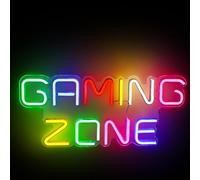 GAMING ZONE - Panneau néon - LED - Décoration de chambre de jeu USB - Décoration murale - Pour salle de jeux, adolescent - Cadeau