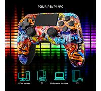 GAMINJA P47 contrôleur Bluetooth sans fil manette de jeu avec Gyroscope 6 axes PC Joystick pavé tactile double Vibration pour PS4 PC gagne 7 8 Eyed Skull