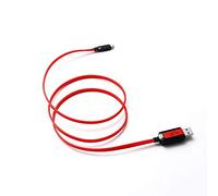 Gamium Câble Micro USB LED Plat 1M - Connecteur Ultra Résistant Gaming - Charge Rapide - Recharge Manette et Portable - Lumineux - Rouge