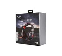 Gamium Micro Casque Gaming PC Filaire Ultra-Léger Stéréo LED Lumineux Rouge avec Micro ajustable télécommande et cable de 2,2m en nylon tressé - Connecteurs Jack 3.5mm - Noir et Rouge - Neuf