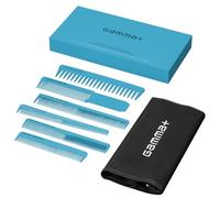 Gamm Lot de Peignes Professionnels Barbier avec Étui | 6 Peignes pour Cheveux et Barbe | Idéal Tondeuse, Dégradés et Séparation | Kit Professionnel (BLEU)