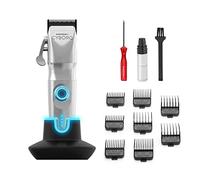GAMMAPIU' Cyborg Tondeuse à Cheveux Professionnelle Homme, Clipper avec Moteur Brushless, 2 Leviers de Lame Réglables 0 Gap, 200 Minutes d'autonomie sans fil, 8 Peignes, Corps en Métal