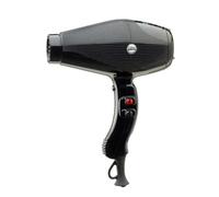 GAMMAPIU' Sèche-cheveux professionnel Air Dual Ionic noir brillant, générateur ionique, poids léger, silencieux et puissant, avec technologie ionisée, grille revêtue en argent, W 1850-2200