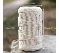 Gamme de taille de 1 mm à 5 mm Corde d'artisanat de macramé blanche naturelle pour sacs faits main, emballage de cadeaux, étiquettes, ligature, décoration de la maison, fournitures de fête, artisanat.