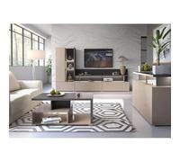 Gamme SERIA - Mobilier Salon Design Taupe, Noir & Bois Congo - Style Industriel Chic Moderne (Mur TV, Buffet, Vitrine, Table Basse) (L 270 × H 162 × P 40 cm)