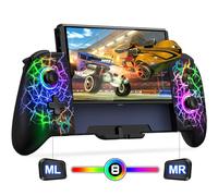 Gammeefy Contrôleur d'interrupteur à effet Hall pour Nintendo Switch/OLED, contrôleur de commutateur sans fil avec 9 couleurs de lumière, joypad monobloc pour ceux qui préfèrent le mode portable