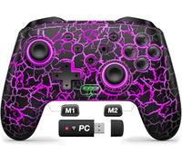 Gammeefy Switch Manettes sans fil Switch Pro pour Nintendo Switch/Lite/OLED, 9 couleurs réglables à distance compatible avec Windows PC/Android/iOS avec récepteur Bluetooth