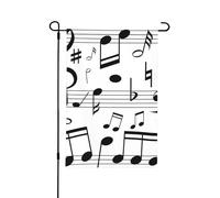 Gammes de notes de musique noires,Drapeau de jardin décoratif double face pour intérieur et extérieur, 30 x 45 cm