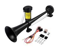 GAMPRO 12V 150db Air Horn, 45cm Chrome Zinc Unique trompette Camion Air Horn avec compresseur pour tous les véhicules 12V Camions Lorrys Trains Bateaux Voitures (Noir)
