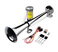 GAMPRO 12V 150db Air Horn, 45cm Chrome Zinc Unique trompette Camion Air Horn avec compresseur pour tous les véhicules 12V Camions Lorrys Trains Bateaux Voitures (Argent)