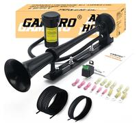 GAMPRO Klaxon de camion, 12 V 150 dB, double trompette, chrome zinc, avec compresseur, pour tous les véhicules 12 V, camions, trains, bateaux, voitures et camionnettes (blanc)
