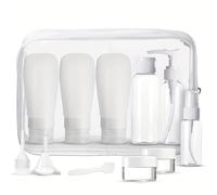 GamTelightpe 11 Pièces Flacons Vide Kit Voyage Avion (Max.100ml), Contenant Plastique Bouteille dans Recipient, Organisateur Set de Toilette - pour Cosmetique (Transparent)