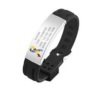 Gamtic Bracelet d'Urgence Alerte Médicale Personnalisé - SOS Identification Maladie Contact Urgent, en Silicone Etanche Réglable pour Femme Homme