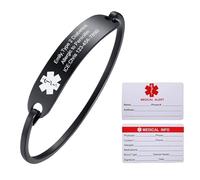 Gamtic Bracelet Identification Médicale Personnalisé Femme, Bracelet Alerte Médicale Gravure, Bracelet du Nom d'identification Bracelet Médical Jonc Acier Inoxydable pour Fille Femme Homme