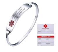 Gamtic Bracelet Identification Médicale Personnalisé Femme, Bracelet Alerte Médicale Gravure, Bracelet du Nom d'identification Bracelet Médical Jonc Acier Inoxydable pour Fille Femme Homme