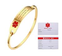 Gamtic Bracelet Identification Médicale Personnalisé Femme, Bracelet Alerte Médicale Gravure, Bracelet du Nom d'identification Bracelet Médical Jonc Acier Inoxydable pour Fille Femme Homme