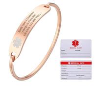 Gamtic Bracelet Identification Médicale Personnalisé Femme, Bracelet Alerte Médicale Gravure, Bracelet du Nom d'identification Bracelet Médical Jonc Acier Inoxydable pour Fille Femme Homme