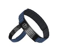 Gamtic Bracelet Medical Personnalisé pour Femme - ID Bracelet Sécurité SOS Urgent Alert, Imperméable Bracelets de Sport Fiteness Magnétique Bande Silicone Reglable Pour Homme Ados (Bleu)