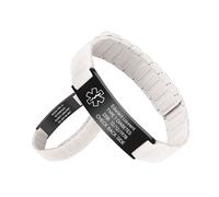 Gamtic Bracelet Medical Personnalisé pour Femme - ID Bracelet Sécurité SOS Urgent Alert, Imperméable Bracelets de Sport Fiteness Magnétique Bande Silicone Reglable Pour Homme Ados (Blanc)