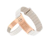 Gamtic Bracelet Medical Personnalisé pour Femme - ID Bracelet Sécurité SOS Urgent Alert, Imperméable Bracelets de Sport Fiteness Magnétique Bande Silicone Reglable Pour Homme Ados (Blanc Chaud 1)