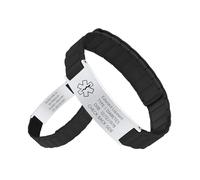 Gamtic Bracelet Medical Personnalisé pour Femme - ID Bracelet Sécurité SOS Urgent Alert, Imperméable Bracelets de Sport Fiteness Magnétique Bande Silicone Reglable Pour Homme Ados (Argent 2)
