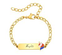 Gamtic Bracelet Personnalisé Filles Enfant Bébé, Bracelet Prénom Mignon Chaîne Figaro Réglable Bracelet Enfants Bracelet Garçon Bracelet Fille Bracelet Bébé Bracelets Cadeaux De Baptême (3.Cheval)