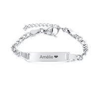 Gamtic Bracelet Personnalisé Gourmette Bébé Filles - Mignon Charm Bracelet Chaîne Figaro Réglable Gravé Prénom Bracelets Bijoux Enfants Cadeaux Anniversaire Baptême Première Communion Noël