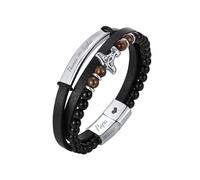 Gamtic Cadeau Papa Fête de Pères - Bracelet Papa Gourmette Homme Figaro Argent, Bracelet Cuir Personnalisé Nom Texte Message,Viking Bracelets Pierre Naturelles, Cadeaux Papa Mari Ami