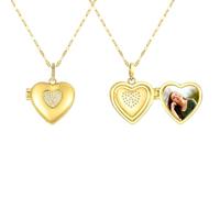 Gamtic Coeur Collier Femme Photo Personnalisé - Collier Personnalisé Photo Rond Projection Secret Cachée, Bijoux Or Cadeau Femme Pendentif Locked Photo Necklace (7.Or)