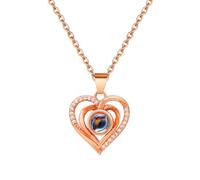 Gamtic Coeur Collier Femme Photo Personnalisé - Collier Personnalisé Photo Rond Projection Secret Cachée, Bijoux Or Cadeau Femme Pendentif Locked Photo Necklace (1,Or Rose)
