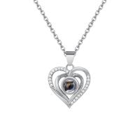 Gamtic Coeur Collier Femme Photo Personnalisé - Collier Personnalisé Photo Rond Projection Secret Cachée, Bijoux Or Cadeau Femme Pendentif Locked Photo Necklace (1.Argent)