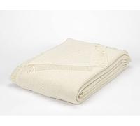 GAMUSI Becko Arias Plaid multifonction en coton doux pour canapé/lit Écru 130 x 180 cm