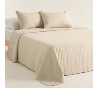 GAMUSI Couvre-lit matelassé pour lit de 135/140 cm, léger, mi-saison, 235 x 270 cm, couleur beige