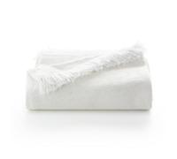 GAMUSI Couvre-lit multi-usages pour lit et canapé, couvre-lit en coton doux, géométrique, 180 x 140 cm, couleur naturelle