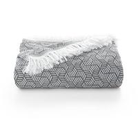 GAMUSI Couvre-lit multifonction doux en coton géométrique pour lit de 90/105 cm, gris clair 180 x 280 cm