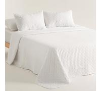 GAMUSI Couvre-lit pour lit 135/140 cm mi-saison léger printemps-été rembourré, 235 x 270 cm, couleur blanc